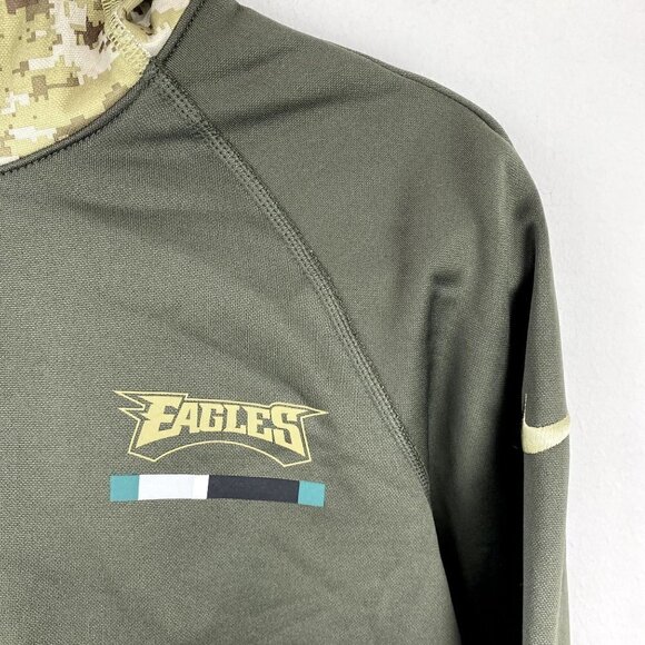 Nike Eagles Salute to Service Sideline Therma Pullover Hoodie Olive S - Picture 3 of 8